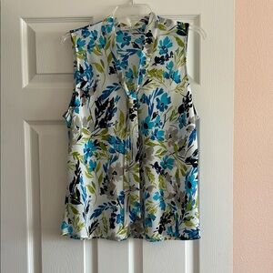 Kasper Floral Sleeveless Blouse - Blue and Green